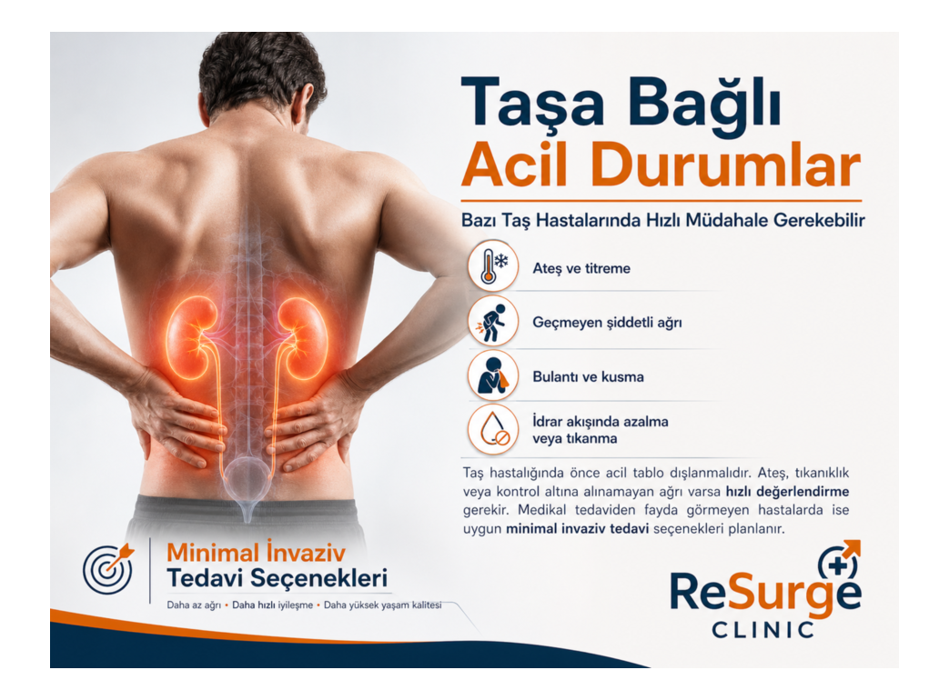 Taşa bağlı acil durumlar hakkında bilgilendirici infografik