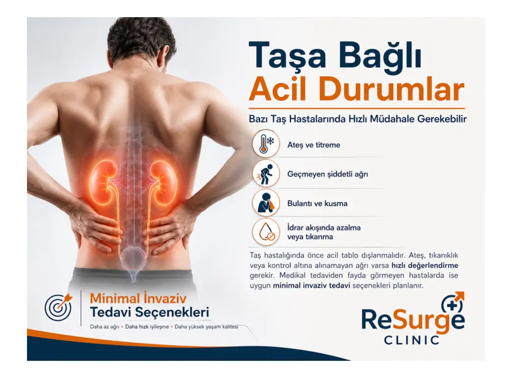 Taşa bağlı acil durumlar hakkında bilgilendirici infografik